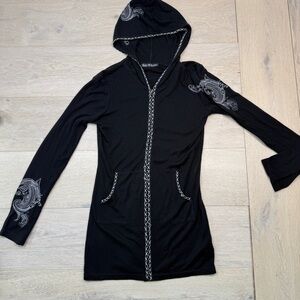 Black Wool Blend Cardigan Sweater